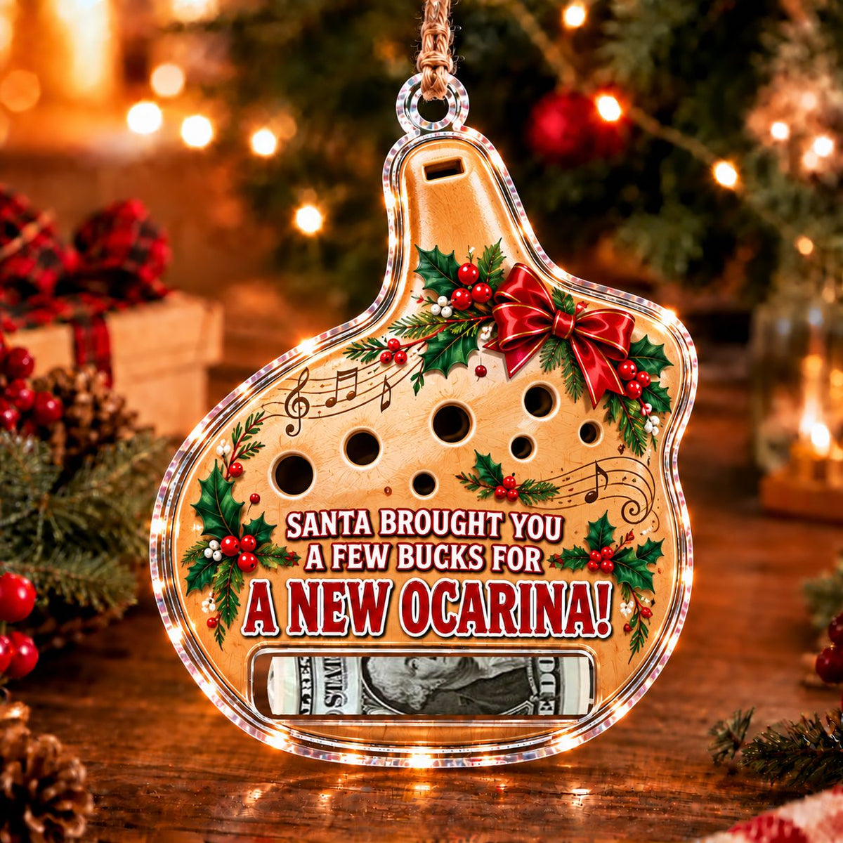 Ocarina Christmas money holder ornament