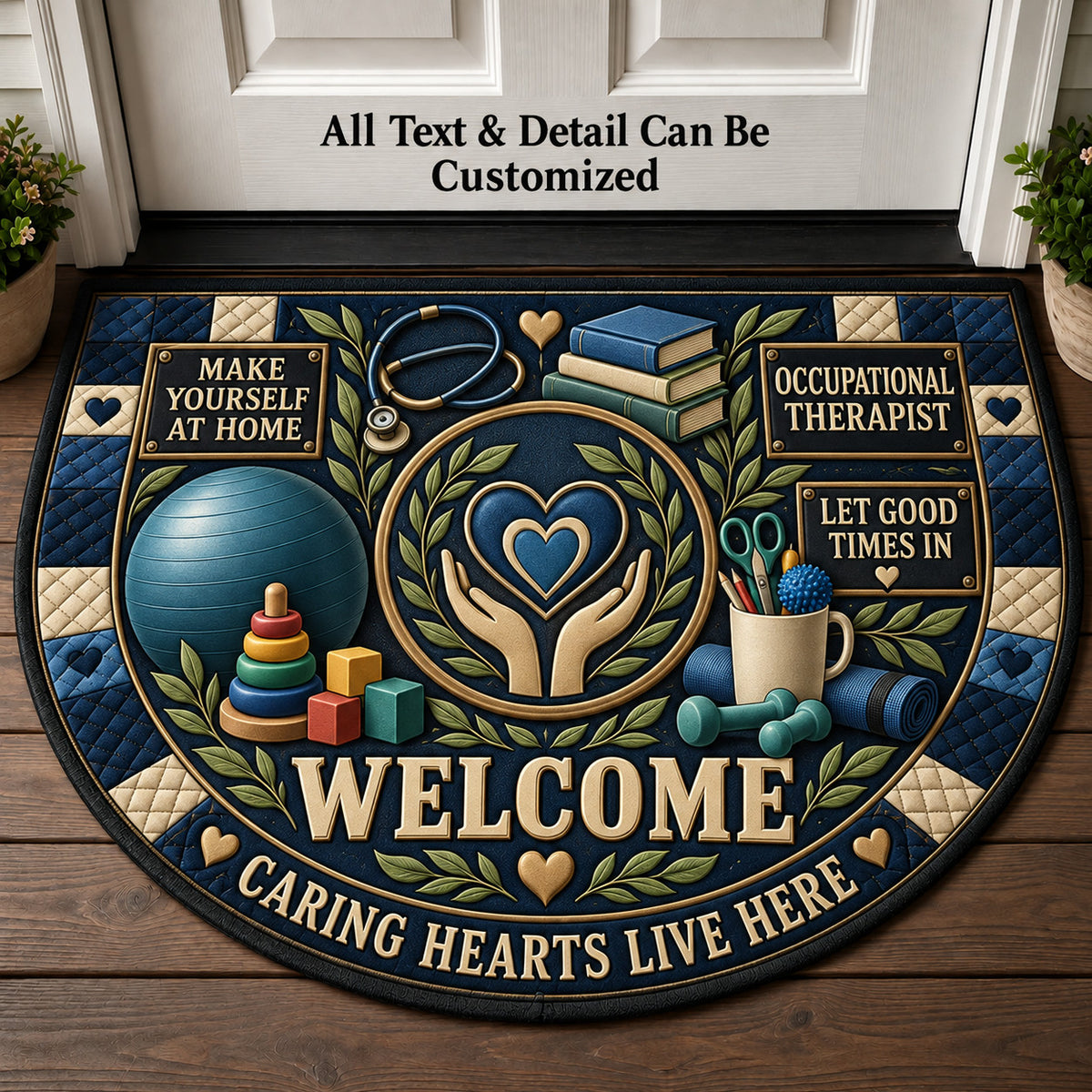 Occupational Therapist Personalized Half Round Mat | 5To9Vibe