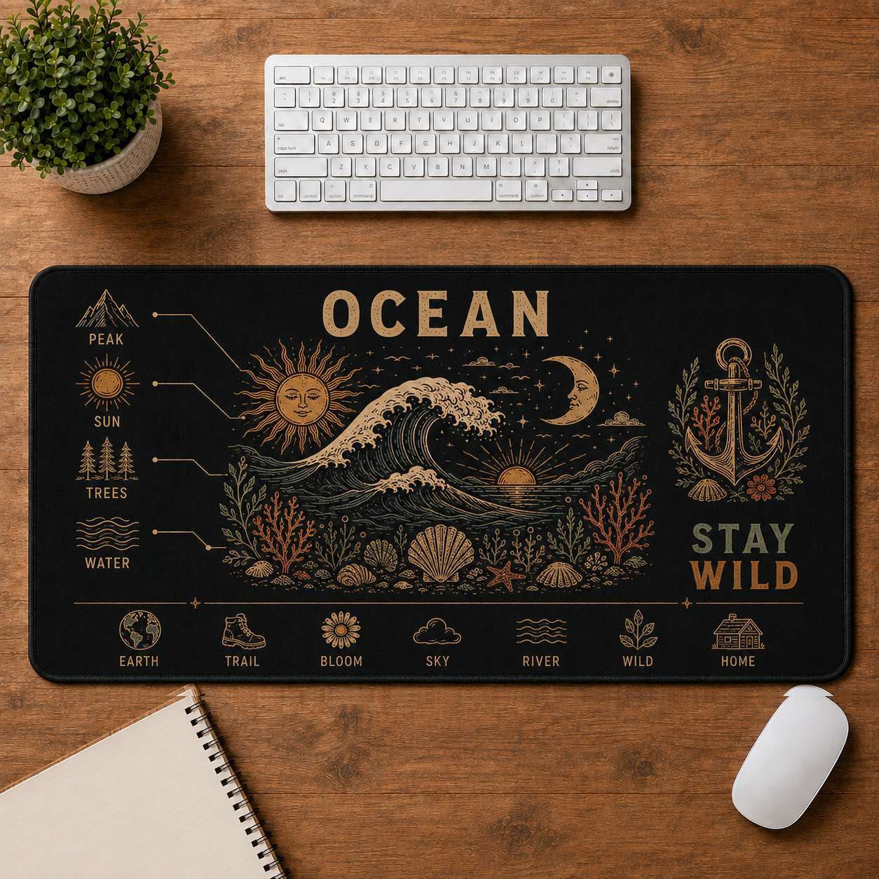 Sunrise Hippie Desk Mat Mouse Pad | 5To9Vibe - Ocean style