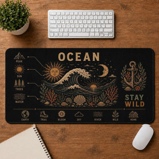 Ocean Hippie Desk Mat Mouse Pad | 5To9Vibe - Ocean style