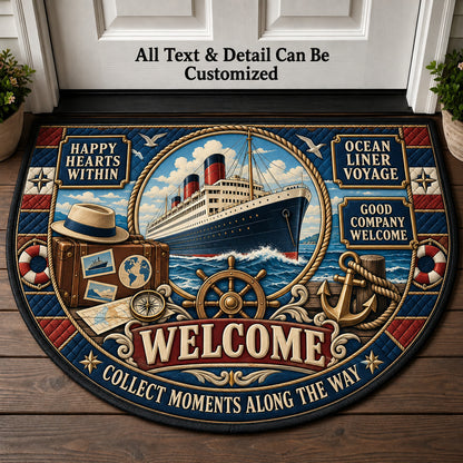 Ocean Liner Voyage Personalized Half Round Mat | 5To9Vibe