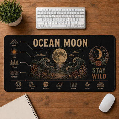 Sunrise Hippie Desk Mat Mouse Pad | 5To9Vibe - Ocean Moon style