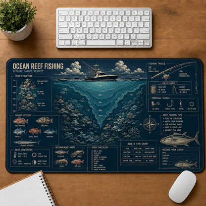 Ocean Reef Fishing Fishing Field Guide Desk Mat | 5To9Vibe