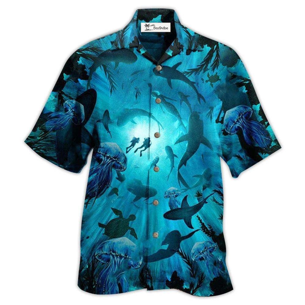 Hawaiian Shirt / Adults / S Diving Ocean Marine Biology Into The Sea - Hawaiian Shirt 