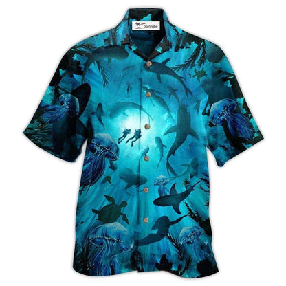 Hawaiian Shirt / Adults / S Diving Ocean Marine Biology Into The Sea - Hawaiian Shirt 