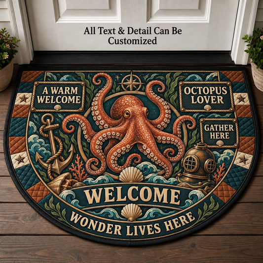 Octopus Lover Personalized Half Round Mat | 5To9Vibe