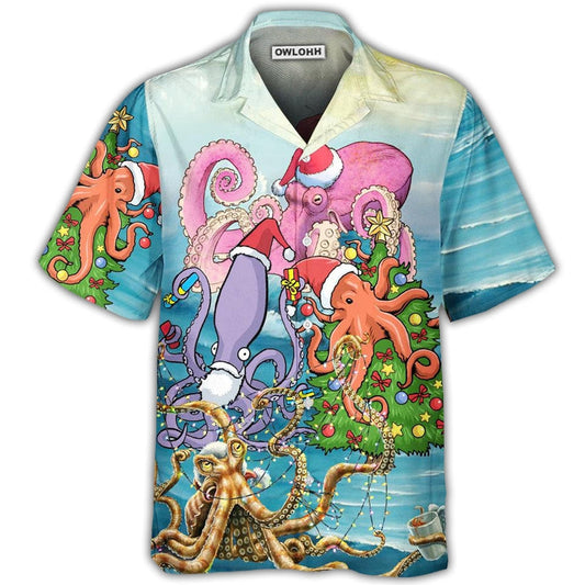 Hawaiian Shirt / Adults / S Octopus Merry Xmas Fullcolor Style - Hawaiian Shirt 
