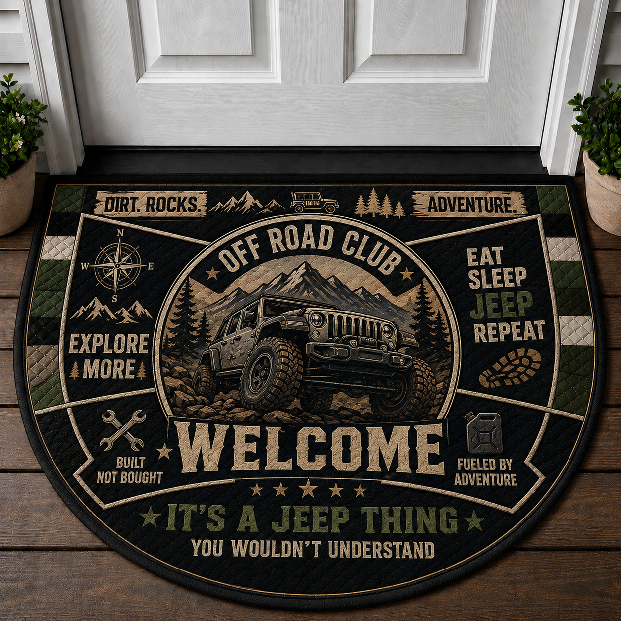 Jeep Dad Welcome Mat - Manual Transmission 4x4 Off-Road Doormat - 5to9vibe