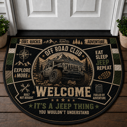 Jeep Dad Welcome Mat - Manual Transmission 4x4 Off-Road Doormat - 5to9vibe
