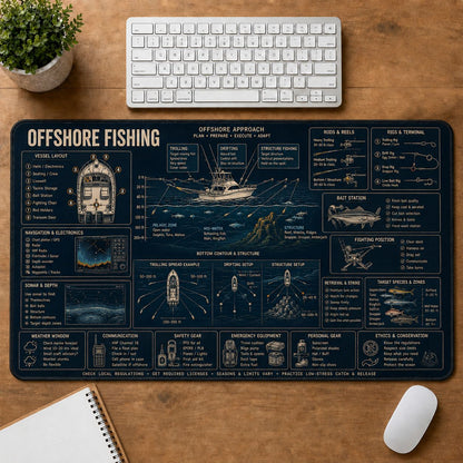 Offshore Fishing Fishing Field Guide Desk Mat | 5To9Vibe