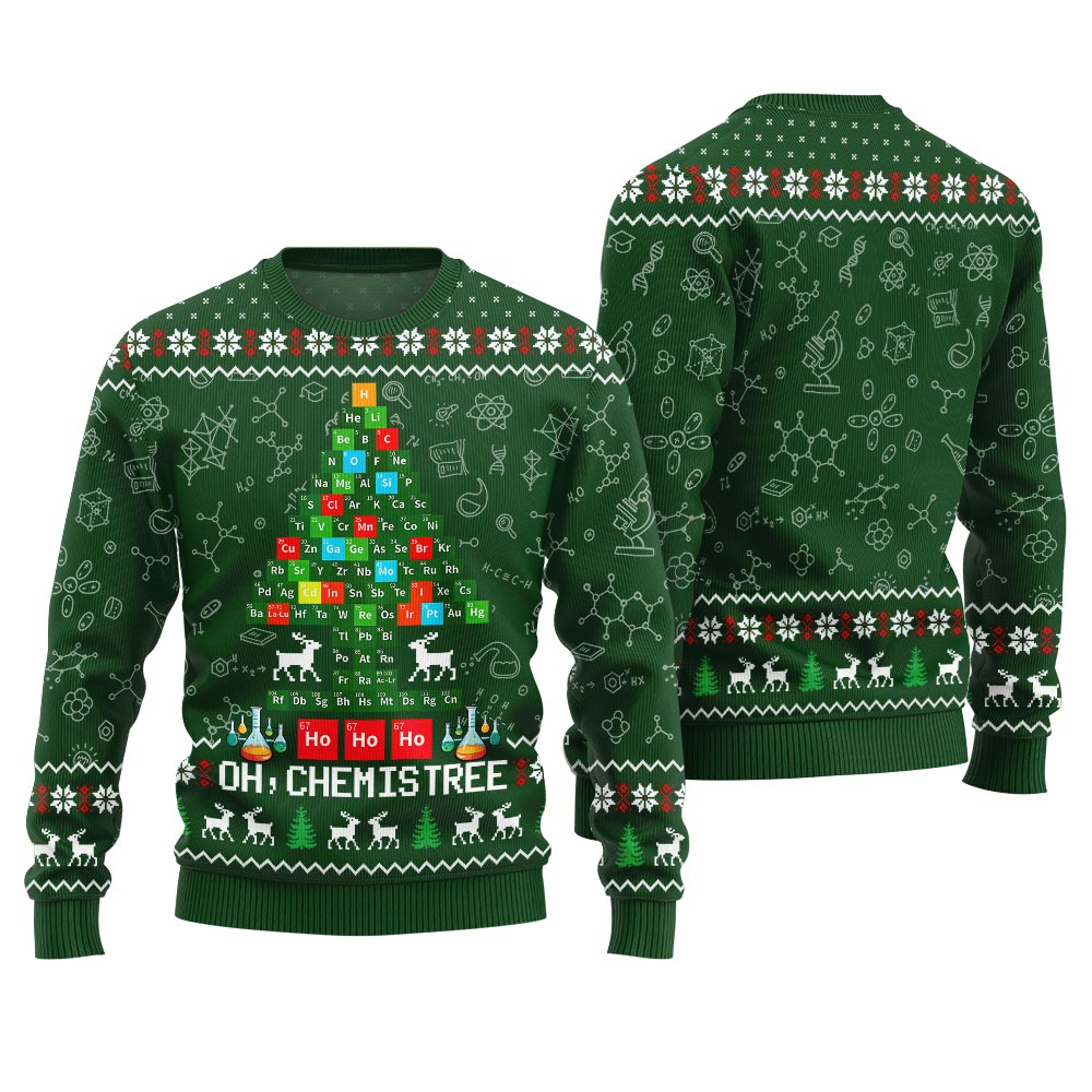 Oh Chemistree Funny Ugly Xmas Sweater Green