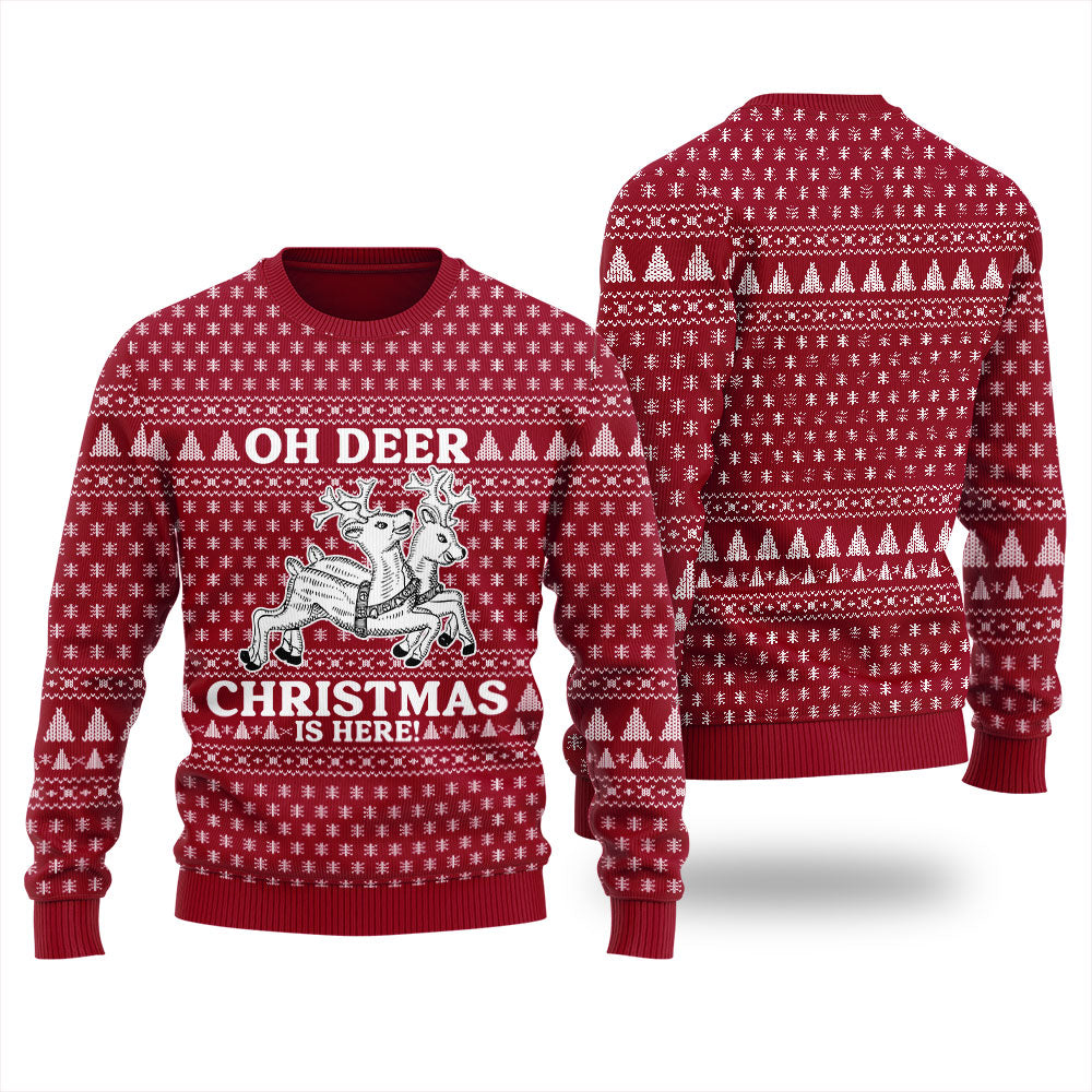 Oh Deer Christmas Is Here Ugly Sweater