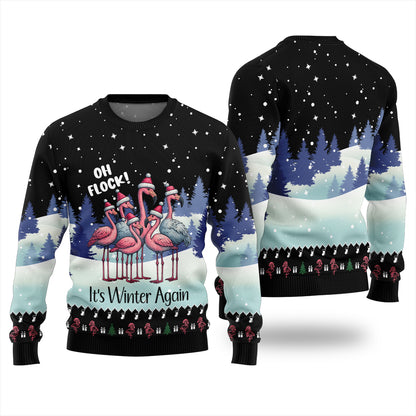 Oh Flock Flamingo Ugly Christmas Sweater
