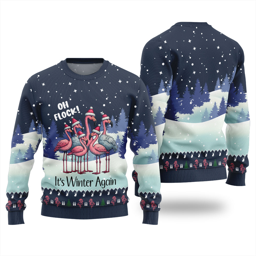 Oh Flock Flamingo Ugly Christmas Sweater