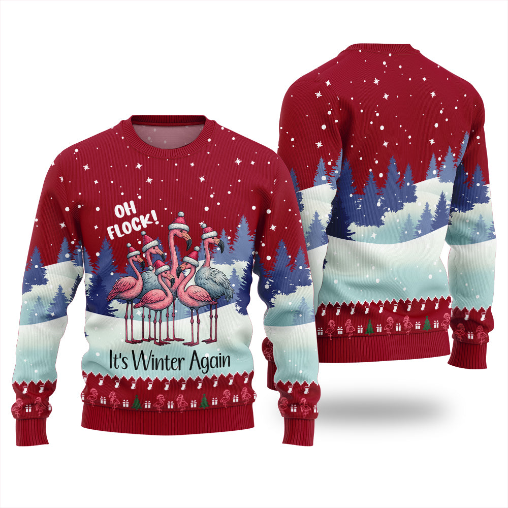 Oh Flock Flamingo Ugly Christmas Sweater