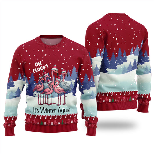 Oh Flock Flamingo Ugly Christmas Sweater