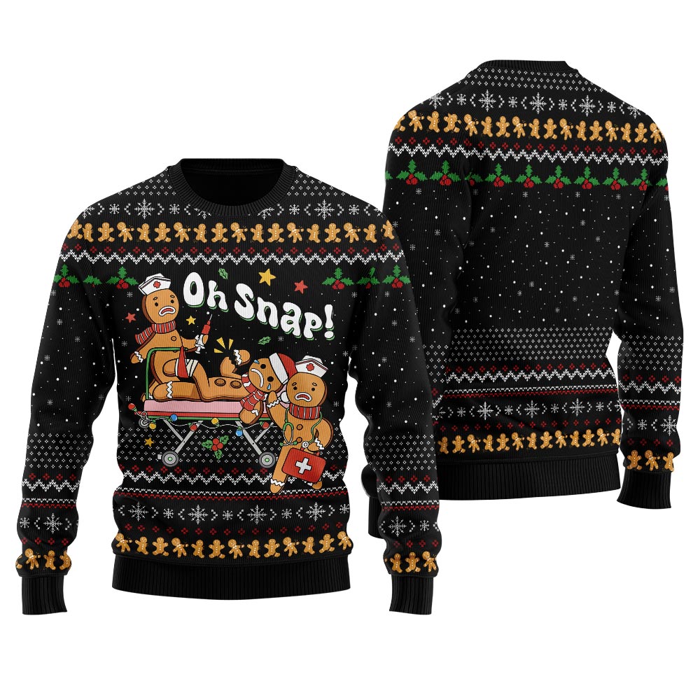 Oh Snap Gingerbread Ugly Christmas Sweater For Women