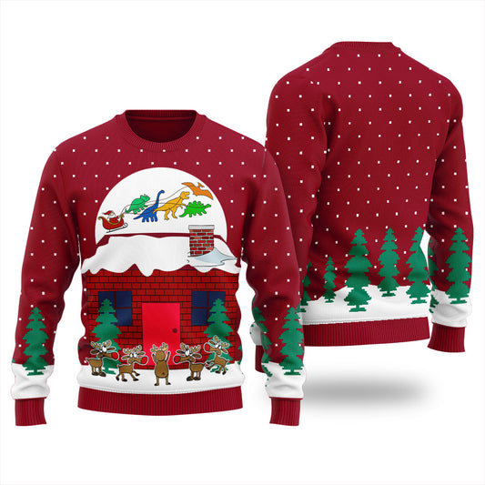 Oh What Fun It Is To Ride Dinosaur Sleigh Women's Ugly Sweater