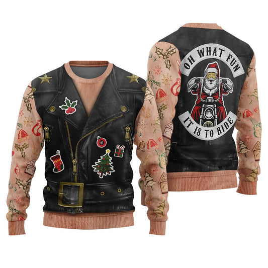 Oh What Fun It Is To Ride Santa Jacket Costume Ugly Sweater