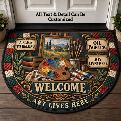 Oil Painting Personalized Half Round Mat | 5To9Vibe