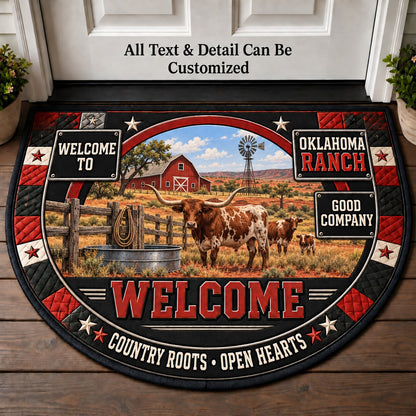 Oklahoma Ranch Personalized Half Round Mat | 5To9Vibe