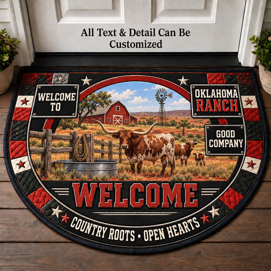 Oklahoma Ranch Personalized Half Round Mat | 5To9Vibe