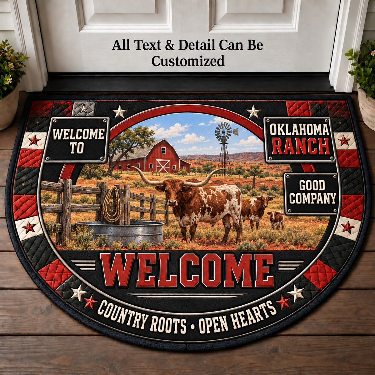 Oklahoma Ranch Personalized Half Round Mat | 5To9Vibe