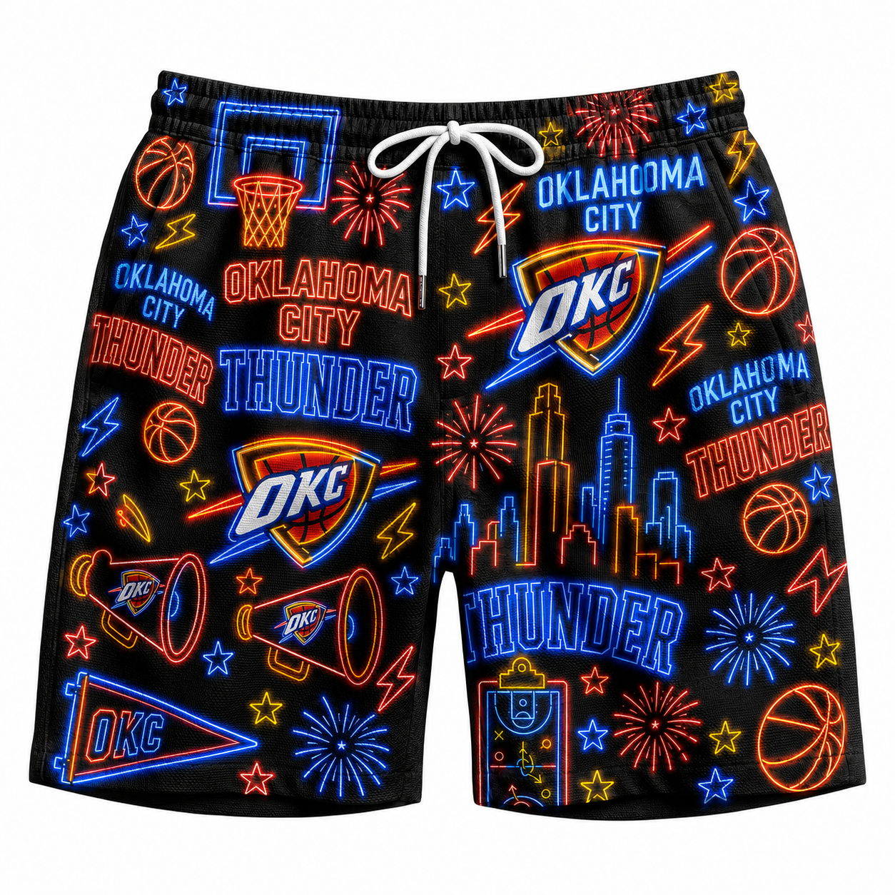 All Basketball Teams Neon Pattern Vibe Summer Party Button-Up Unisex Hawaiian Shirt For Men and Women