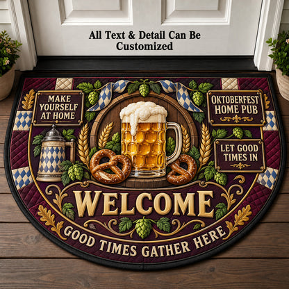 Oktoberfest Home Pub Personalized Half Round Mat | 5To9Vibe