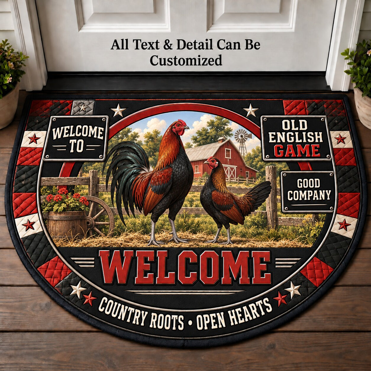Old English Game Personalized Half Round Mat | 5To9Vibe