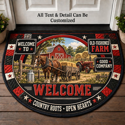 Old-Fashioned Farm Personalized Half Round Mat | 5To9Vibe
