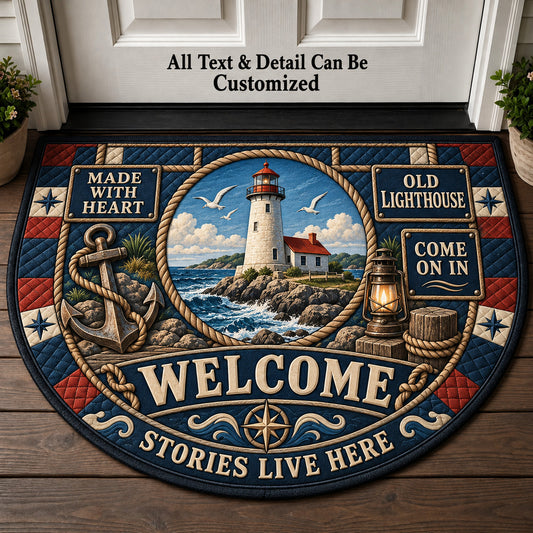 Old Lighthouse Personalized Half Round Mat | 5To9Vibe