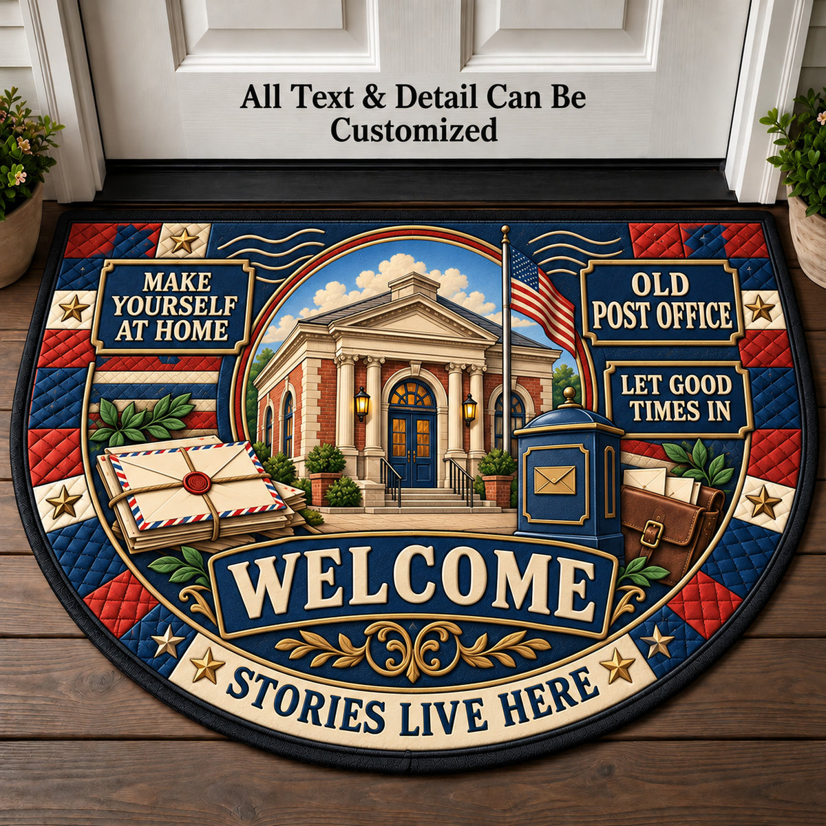 Old Post Office Personalized Half Round Mat | 5To9Vibe