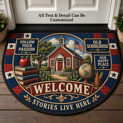 Old Schoolhouse Personalized Half Round Mat | 5To9Vibe