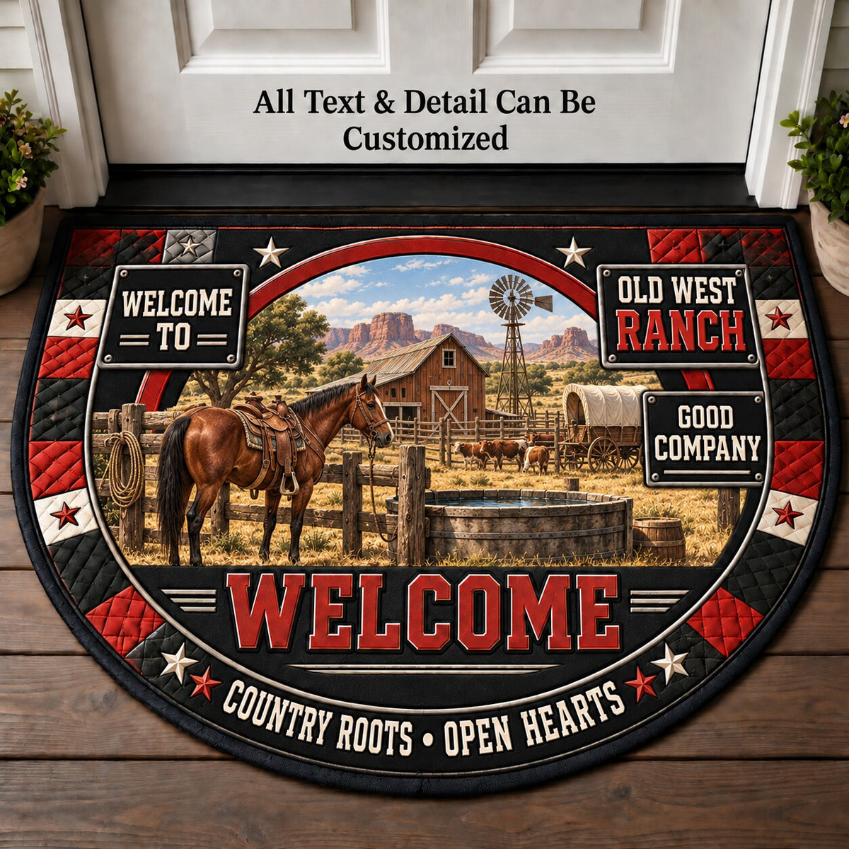 Old West Ranch Personalized Half Round Mat | 5To9Vibe