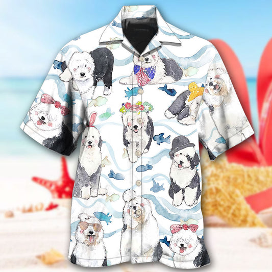 Old English Sheepdog Dog So Cute Art - Hawaiian Shirt 