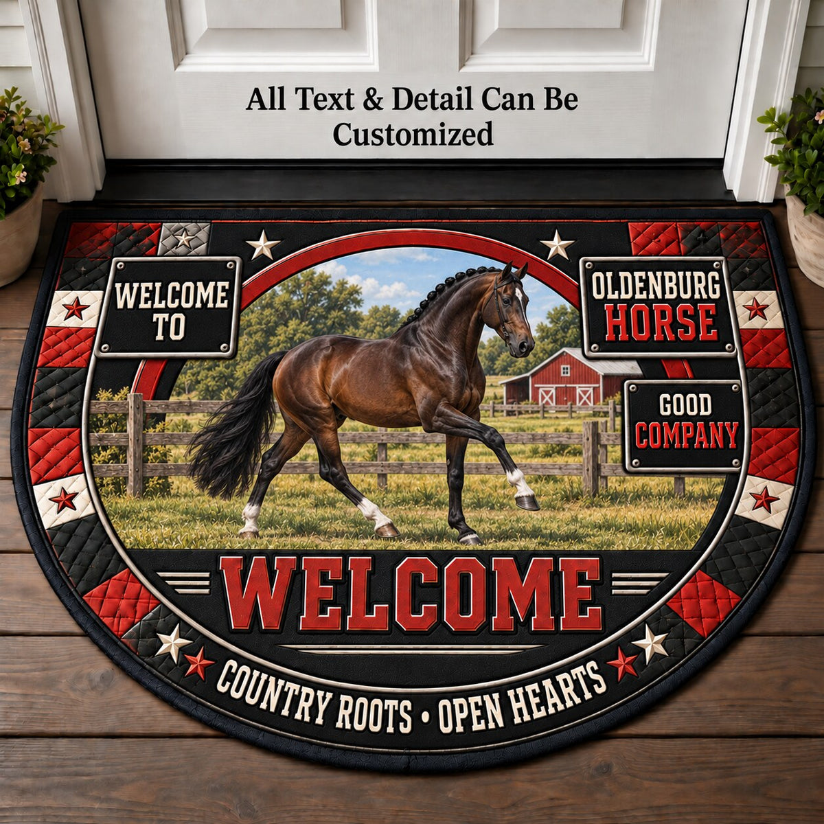 Oldenburg Horse Personalized Half Round Mat | 5To9Vibe