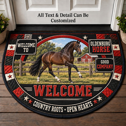 Oldenburg Horse Personalized Half Round Mat | 5To9Vibe