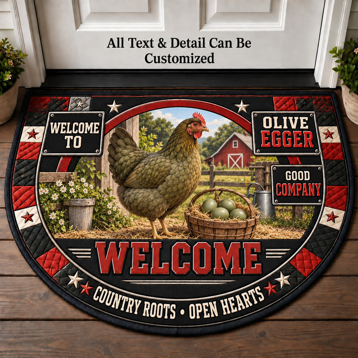 Olive Egger Personalized Half Round Mat | 5To9Vibe