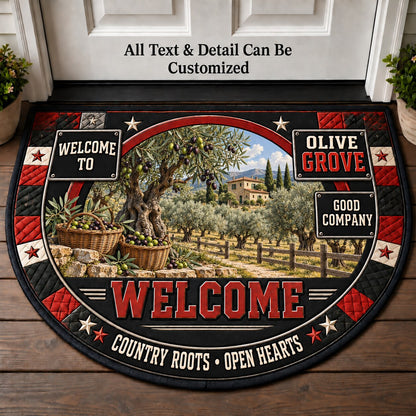 Olive Grove Personalized Half Round Mat | 5To9Vibe