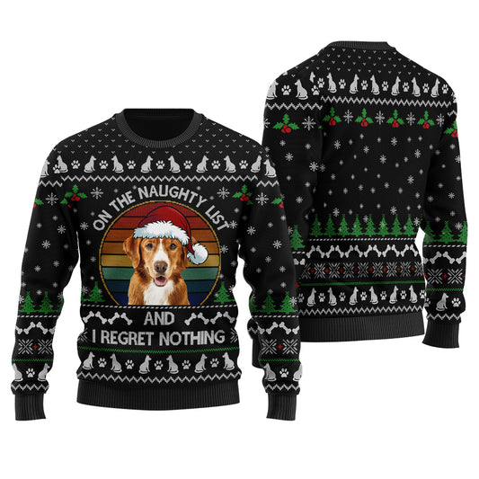 On The Naughty List Custom Dog Ugly Christmas Sweater Black - Funny Ugly Christmas Sweater