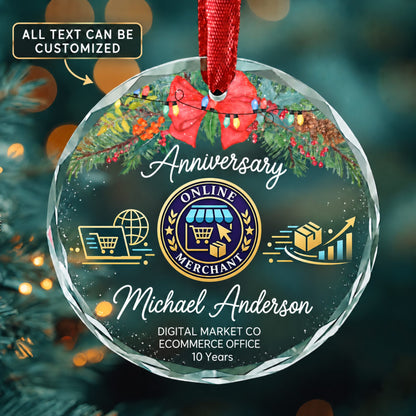 Online Merchants Personalized Glass Ornament | 5To9Vibe