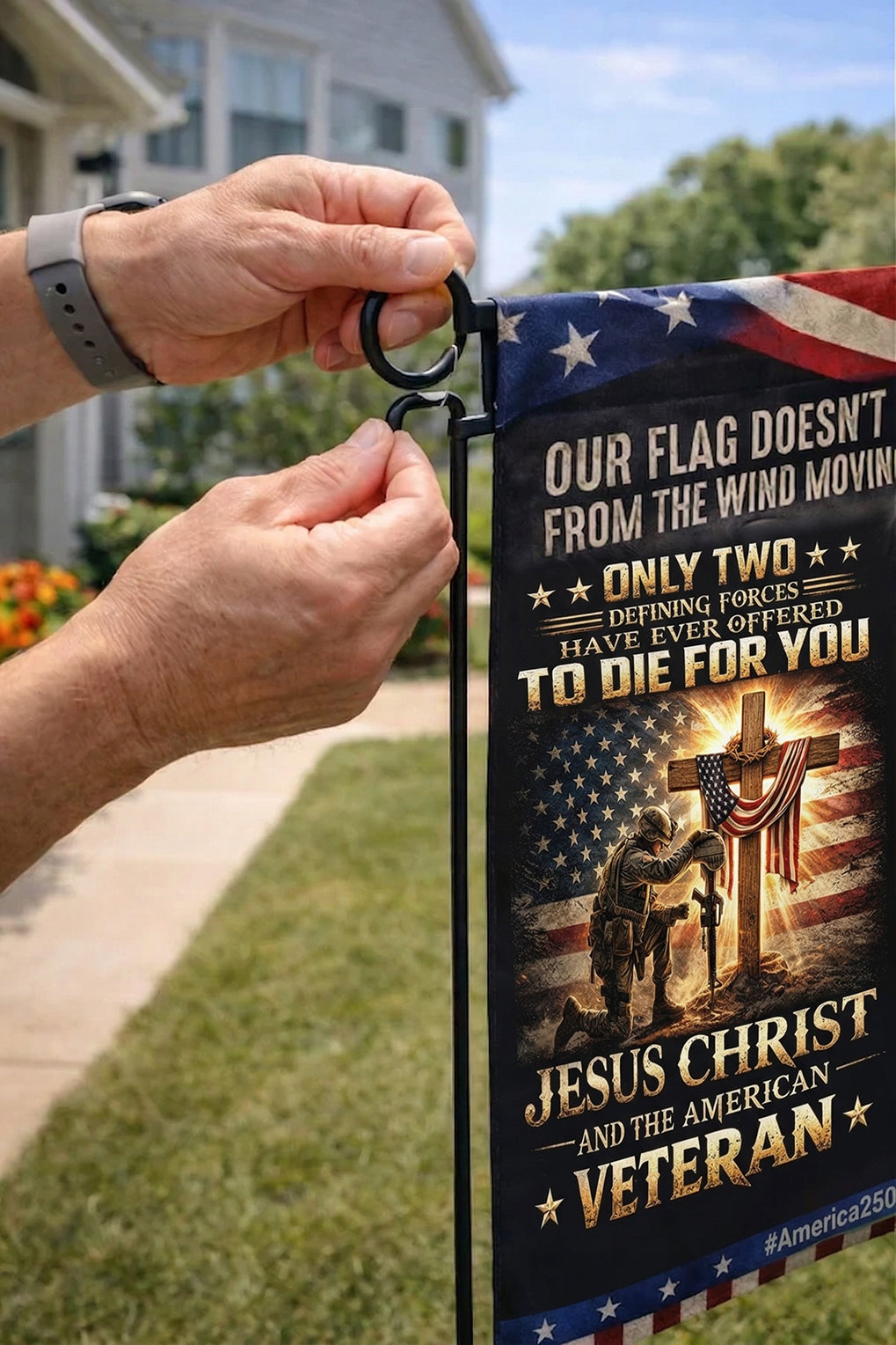 Veteran Only Two Defining Forces Jesus Christ And The American Veteran Flag, Christian US Veteran Memorial Gift, Patriotic Military Decor