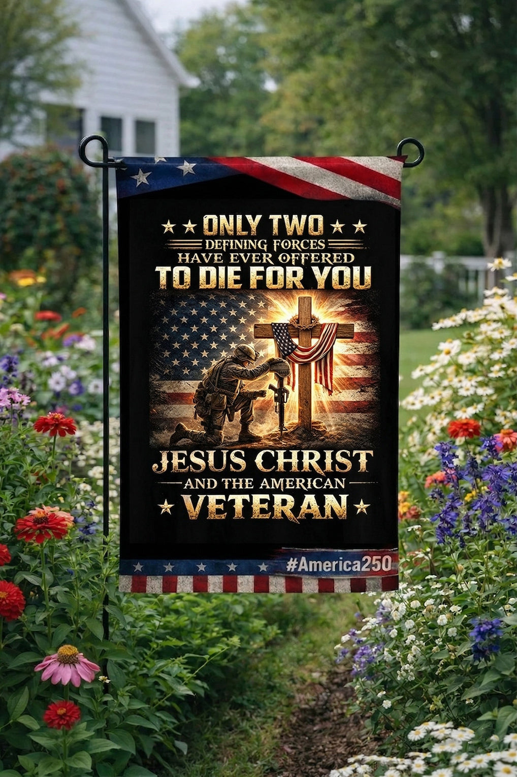 Veteran Only Two Defining Forces Jesus Christ And The American Veteran Flag, Christian US Veteran Memorial Gift, Patriotic Military Decor