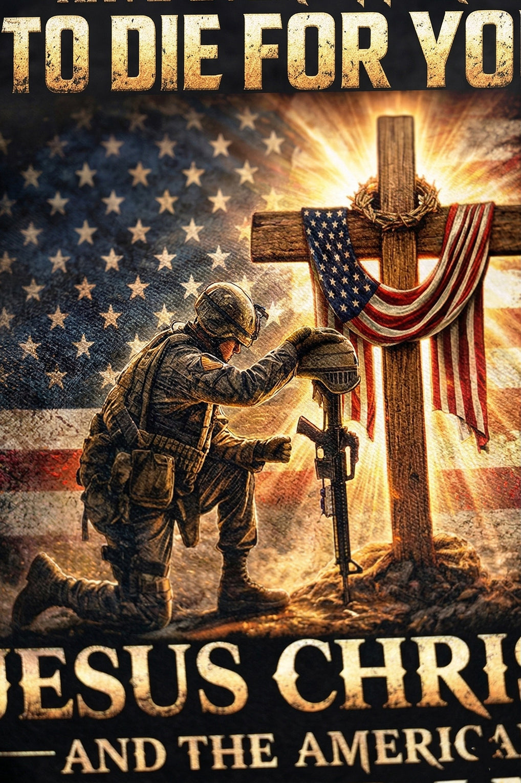 Veteran Only Two Defining Forces Jesus Christ And The American Veteran Flag, Christian US Veteran Memorial Gift, Patriotic Military Decor