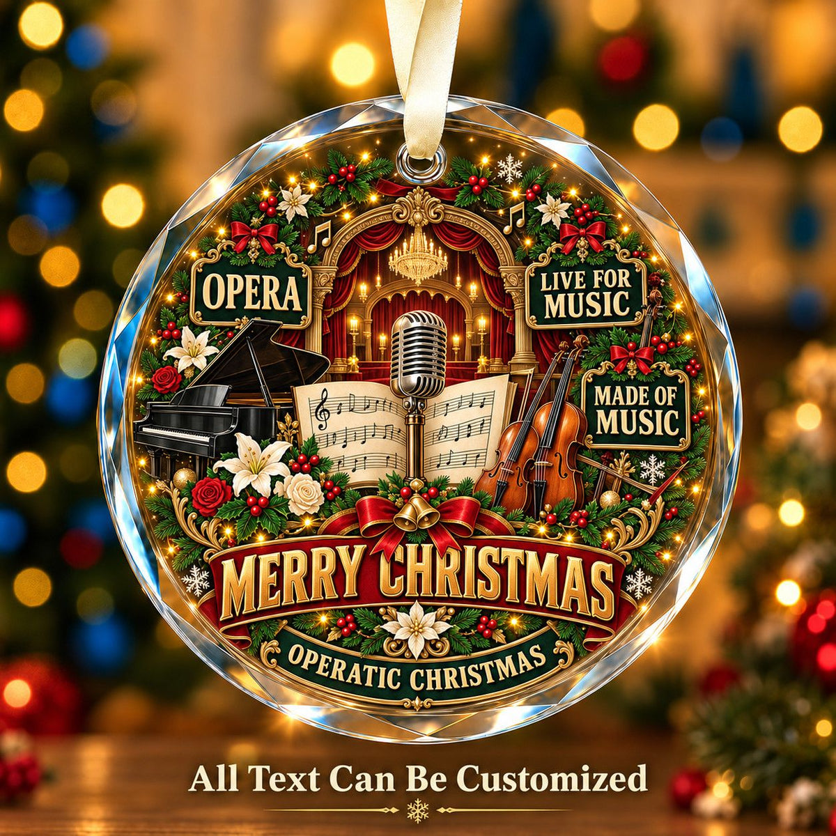Opera Personalized Glass Ornament | 5To9Vibe