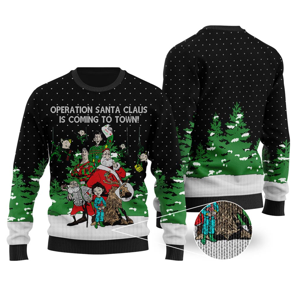 Operation Santa Claus Arthur Christmas Ugly Christmas Sweater Black