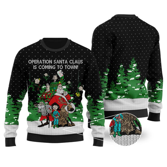 Operation Santa Claus Arthur Christmas Ugly Christmas Sweater Black