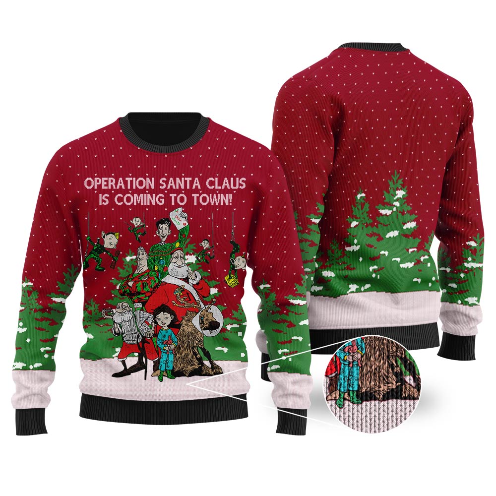 Operation Santa Claus Arthur Christmas Ugly Christmas Sweater Cardinal Red