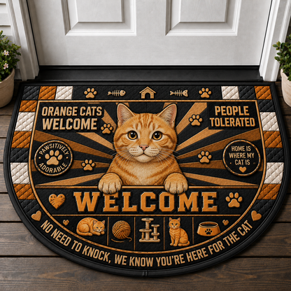 Indoor Cat Lives Here Doormat - Funny Cat Bedtime Welcome Mat - 5to9vibe